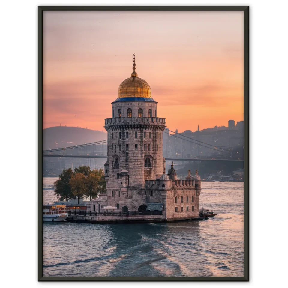 Poster Jungfrauenturm Sonnenuntergang Istanbul Bosporus Stadtbild