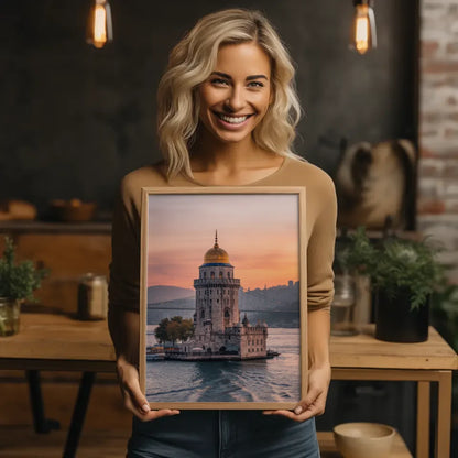 Poster Jungfrauenturm Sonnenuntergang Istanbul Bosporus Stadtbild