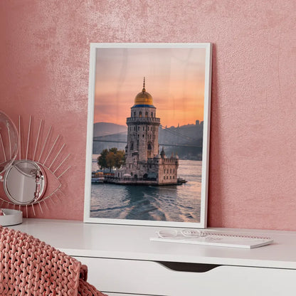 Poster Jungfrauenturm Sonnenuntergang Istanbul Bosporus Stadtbild