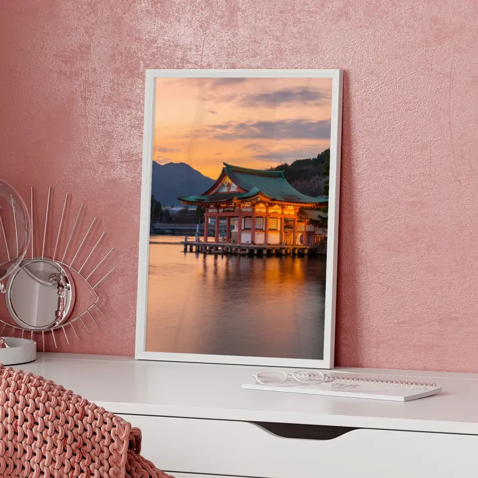 Poster Itsukushima-Schrein Japan Panorama Bild zur Golden Hour 5