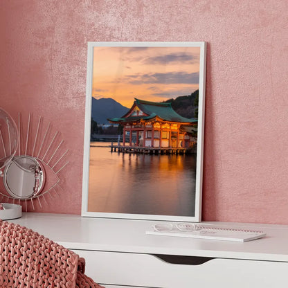 Poster Itsukushima-Schrein Japan Panorama Bild zur Golden Hour 5