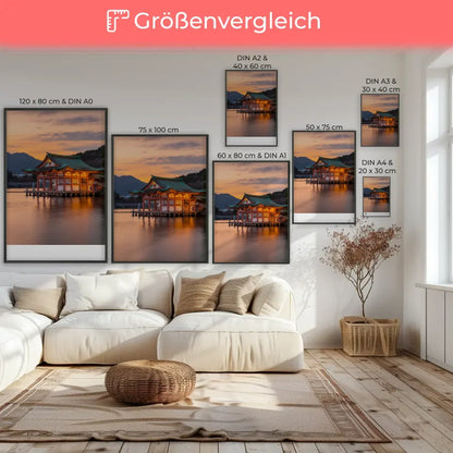Poster Itsukushima-Schrein Japan Panorama Bild zur Golden Hour 7