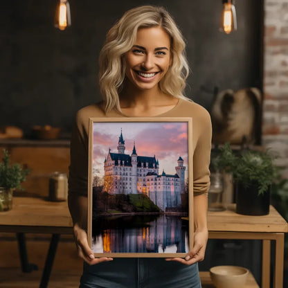 Poster Schloss Neuschwanstein Panorama bei Goldener Stunde 2