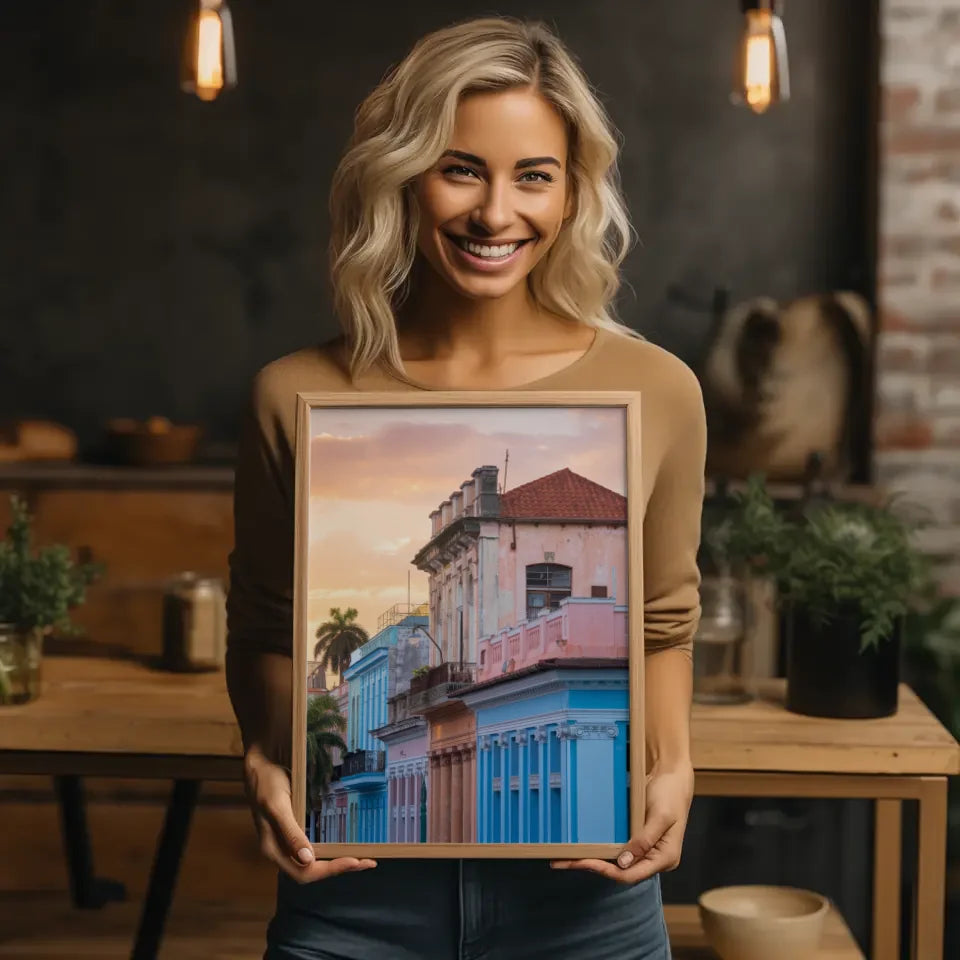 Poster von Havanna Altstadt Panorama Bild zur Goldenen Stunde 2