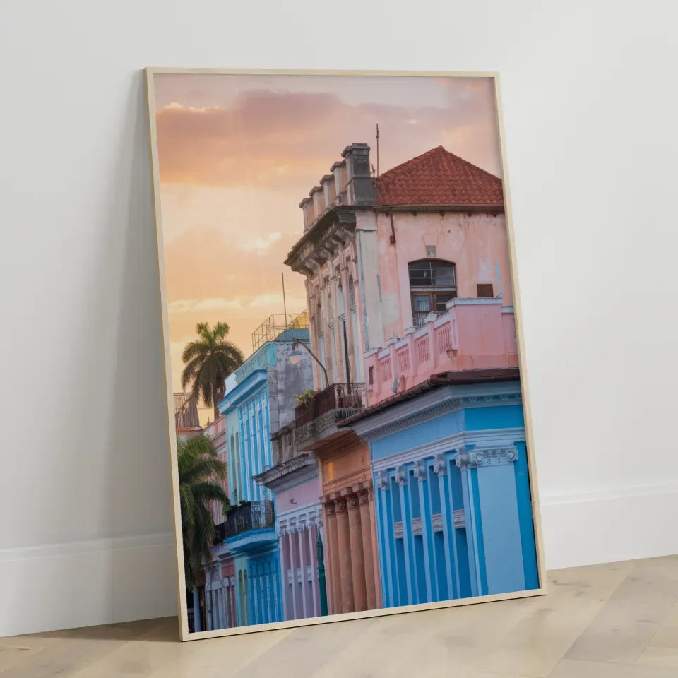 Poster von Havanna Altstadt Panorama Bild zur Goldenen Stunde 3