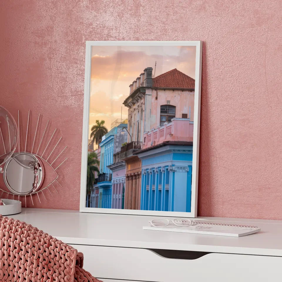 Poster von Havanna Altstadt Panorama Bild zur Goldenen Stunde 5