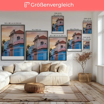 Poster von Havanna Altstadt Panorama Bild zur Goldenen Stunde 7
