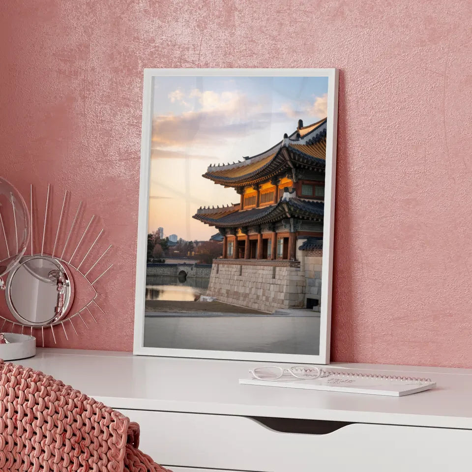 Poster Gyeongbokgung Palast Südkorea bei Sonnenuntergang 5