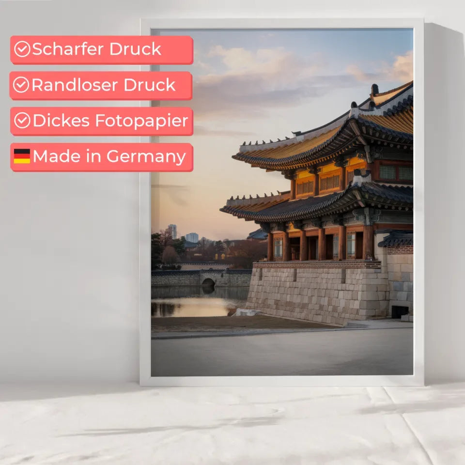 Poster Gyeongbokgung Palast Südkorea bei Sonnenuntergang 6