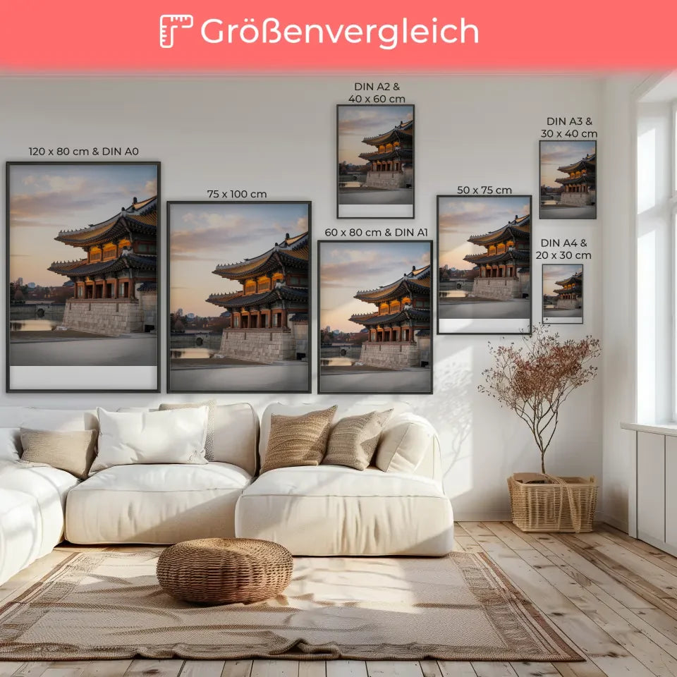 Poster Gyeongbokgung Palast Südkorea bei Sonnenuntergang 7