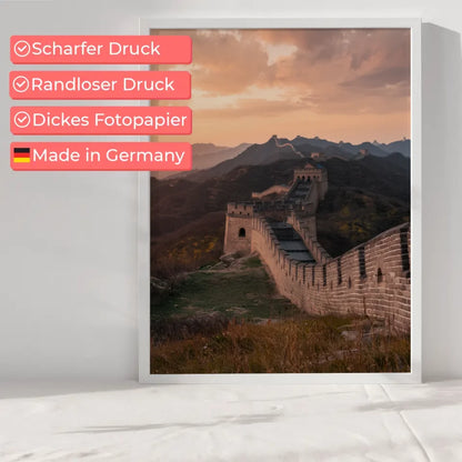 Poster Chinesische Mauer in goldener Stunde Panorama Bild 6