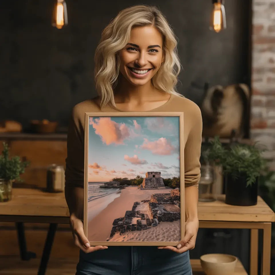 Poster Tulum Panorama Bild zur Goldenen Stunde für dein Zuhause 2