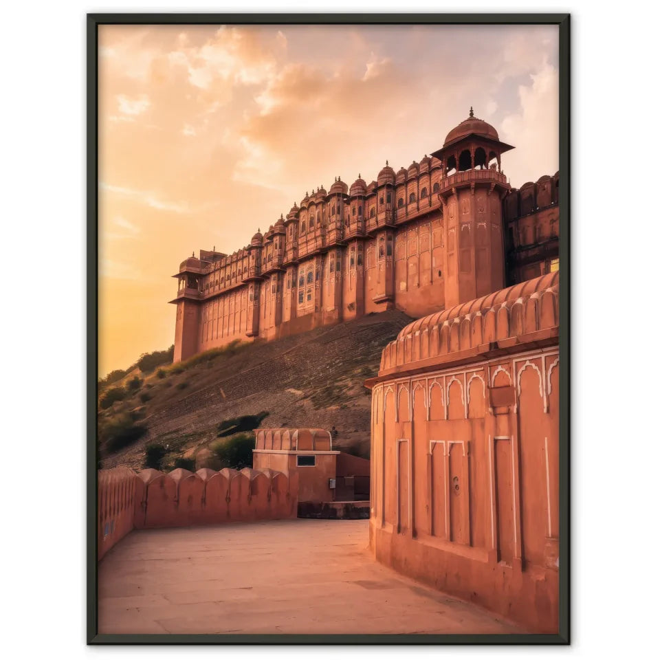 Poster Amber Fort Jaipur Indien zur Goldenen Stunde 1