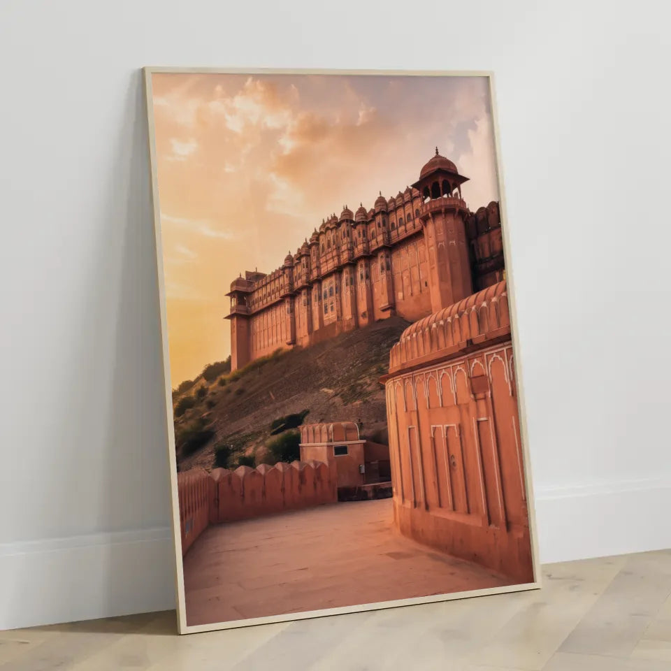 Poster Amber Fort Jaipur Indien zur Goldenen Stunde 3
