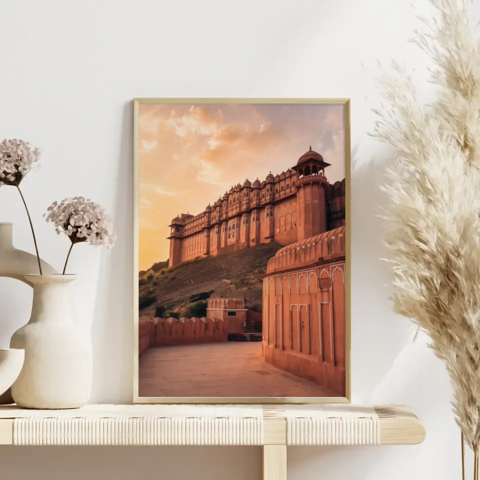 Poster Amber Fort Jaipur Indien zur Goldenen Stunde 4