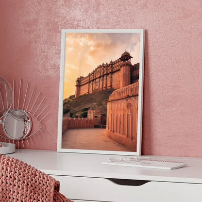 Poster Amber Fort Jaipur Indien zur Goldenen Stunde 5