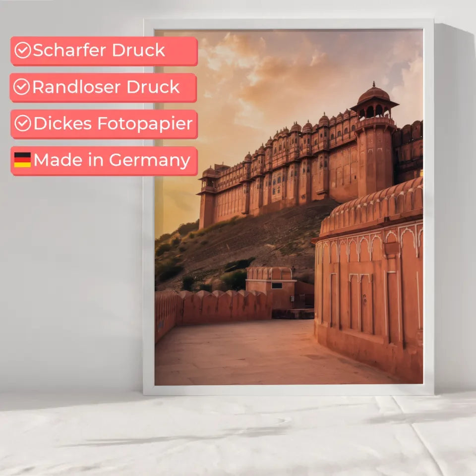 Poster Amber Fort Jaipur Indien zur Goldenen Stunde 6
