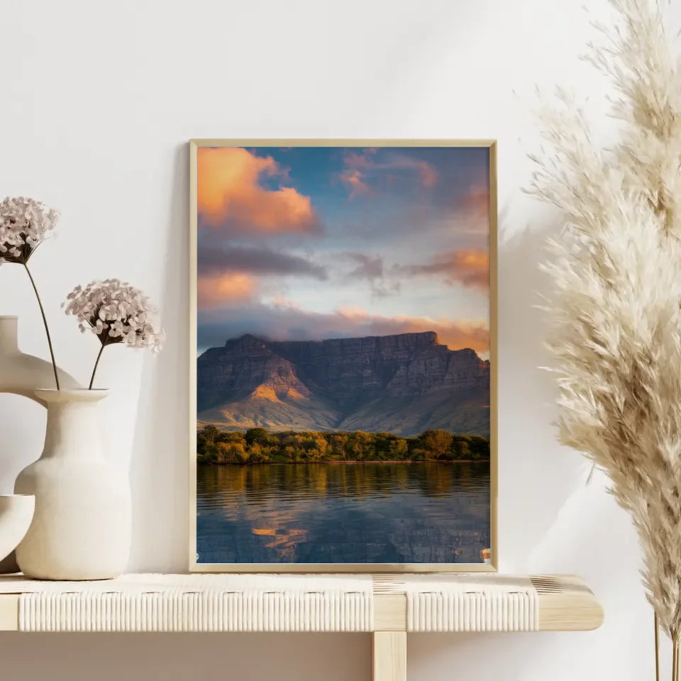 Poster Tafelberg Südafrika in goldener Stunde beeindruckend 4