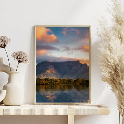 Poster Tafelberg Südafrika in goldener Stunde beeindruckend 4