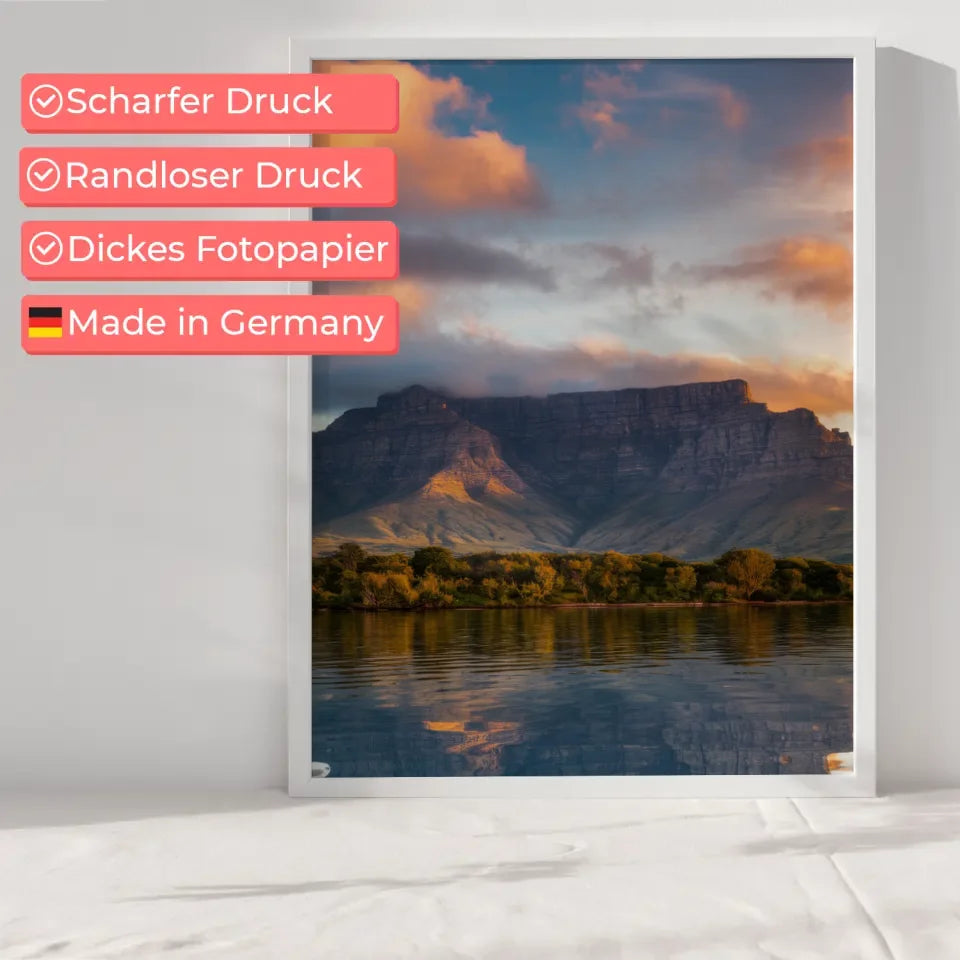 Poster Tafelberg Südafrika in goldener Stunde beeindruckend 6