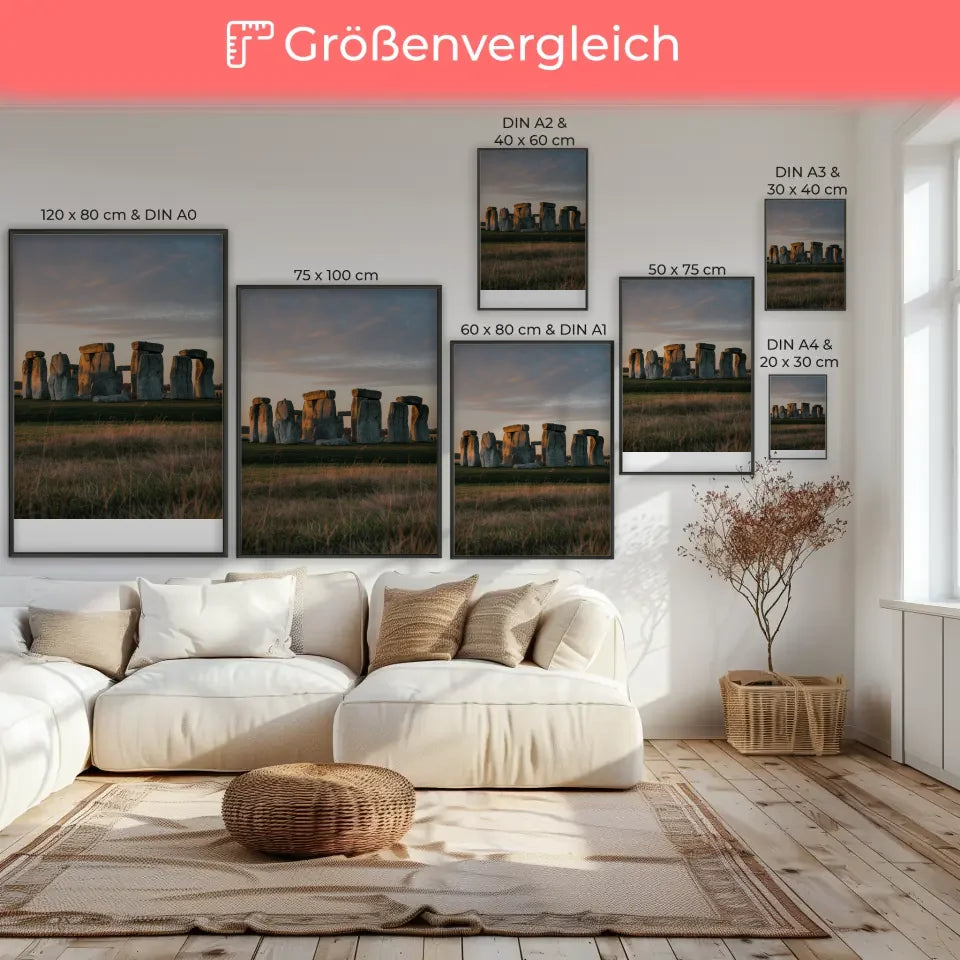 Poster Stonehenge beeindruckendes Panorama Bild zur Golden Hour 7