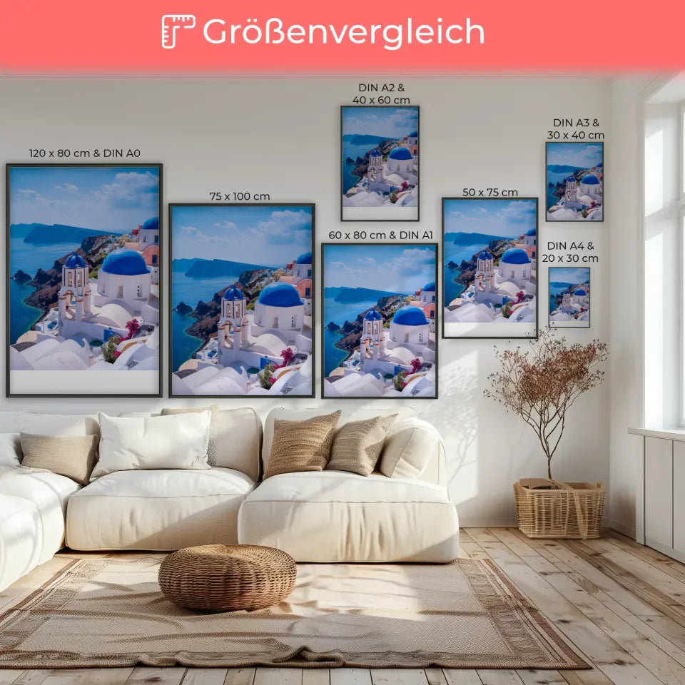 Poster Santorini Griechenland malerische Küstenansicht