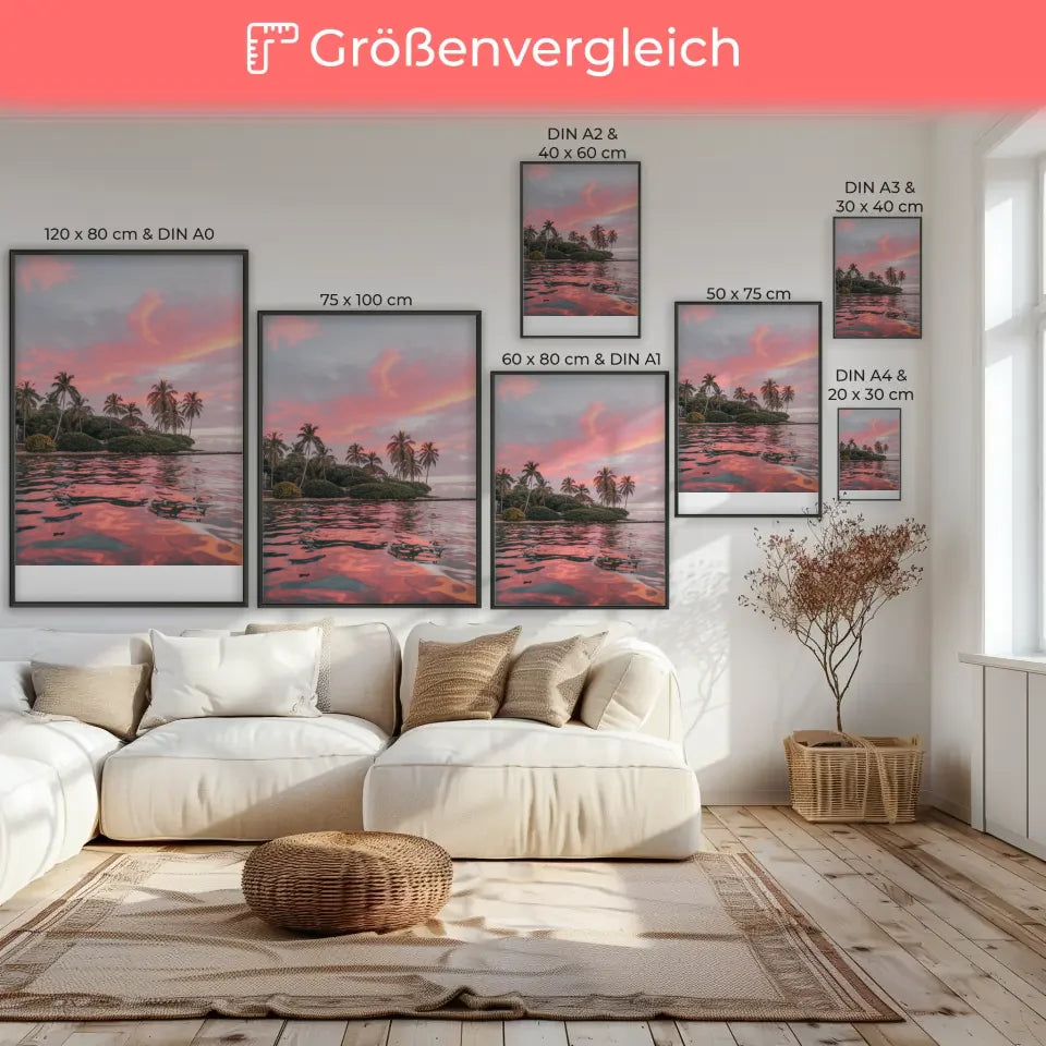 Poster eines traumhaften Sonnenaufgangs über dem Meer in Kuba