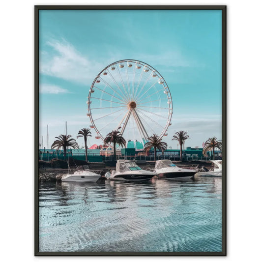 Poster Küstenlandschaft mit Riesenrad und Palmen