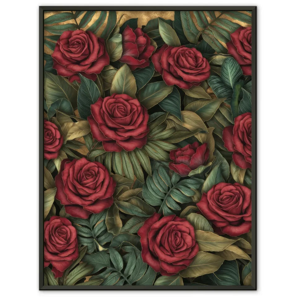 Künstlerisches Poster mit rubinroten Rosenmuster 1