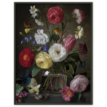 Blumen Stillleben Poster mit bunten Blumen und Schnecke 1
