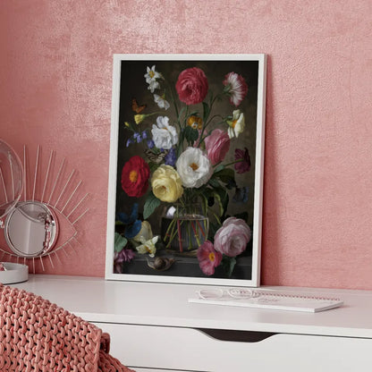 Blumen Stillleben Poster mit bunten Blumen und Schnecke 5