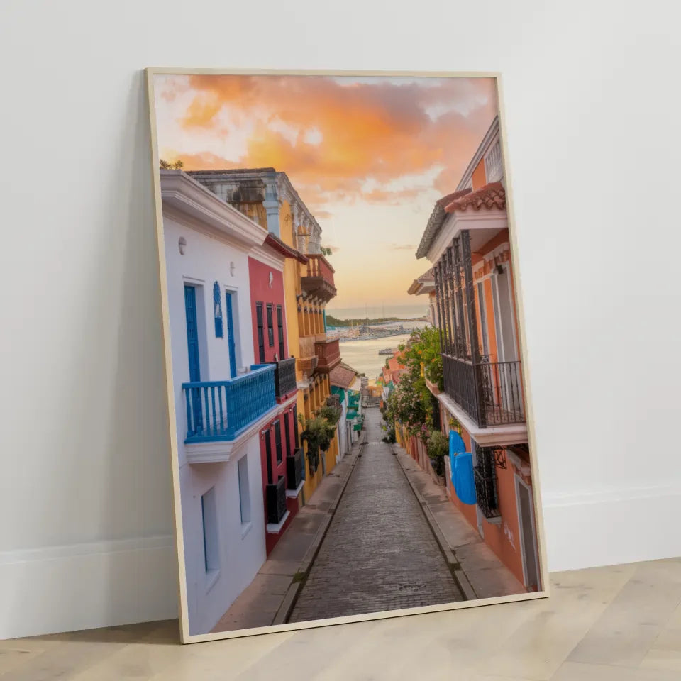 Poster Panama Altstadt Cartagena Goldene Stunde Kunstwerk 3