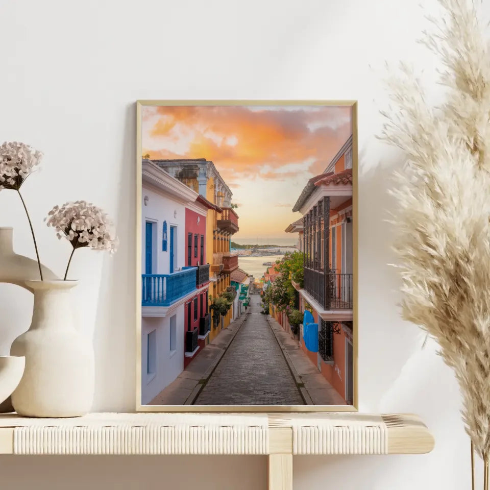 Poster Panama Altstadt Cartagena Goldene Stunde Kunstwerk 4