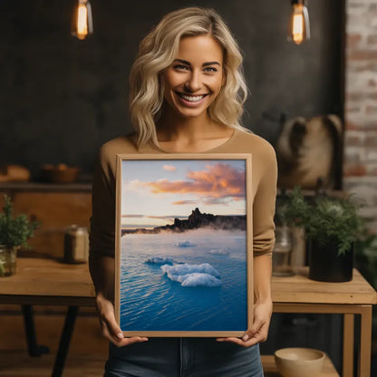 Poster von der Blauen Lagune im Panorama zur Goldenen Stunde 2
