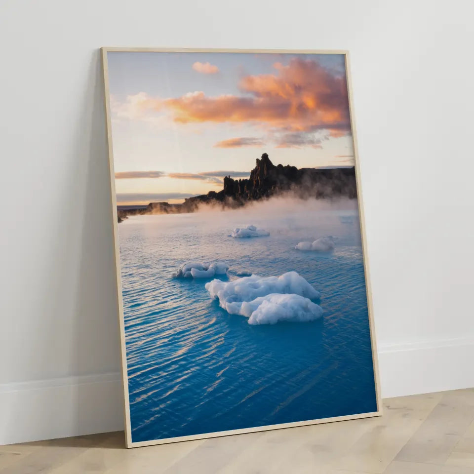 Poster von der Blauen Lagune im Panorama zur Goldenen Stunde 3