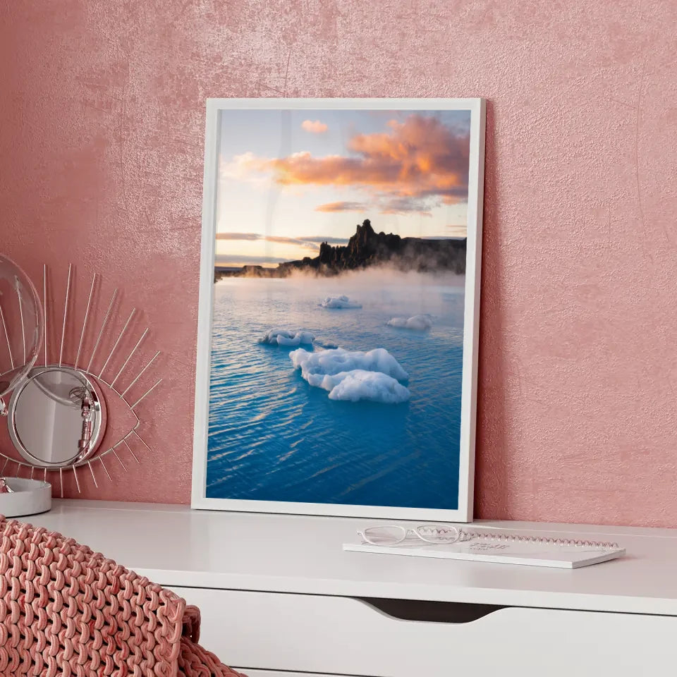 Poster von der Blauen Lagune im Panorama zur Goldenen Stunde 5