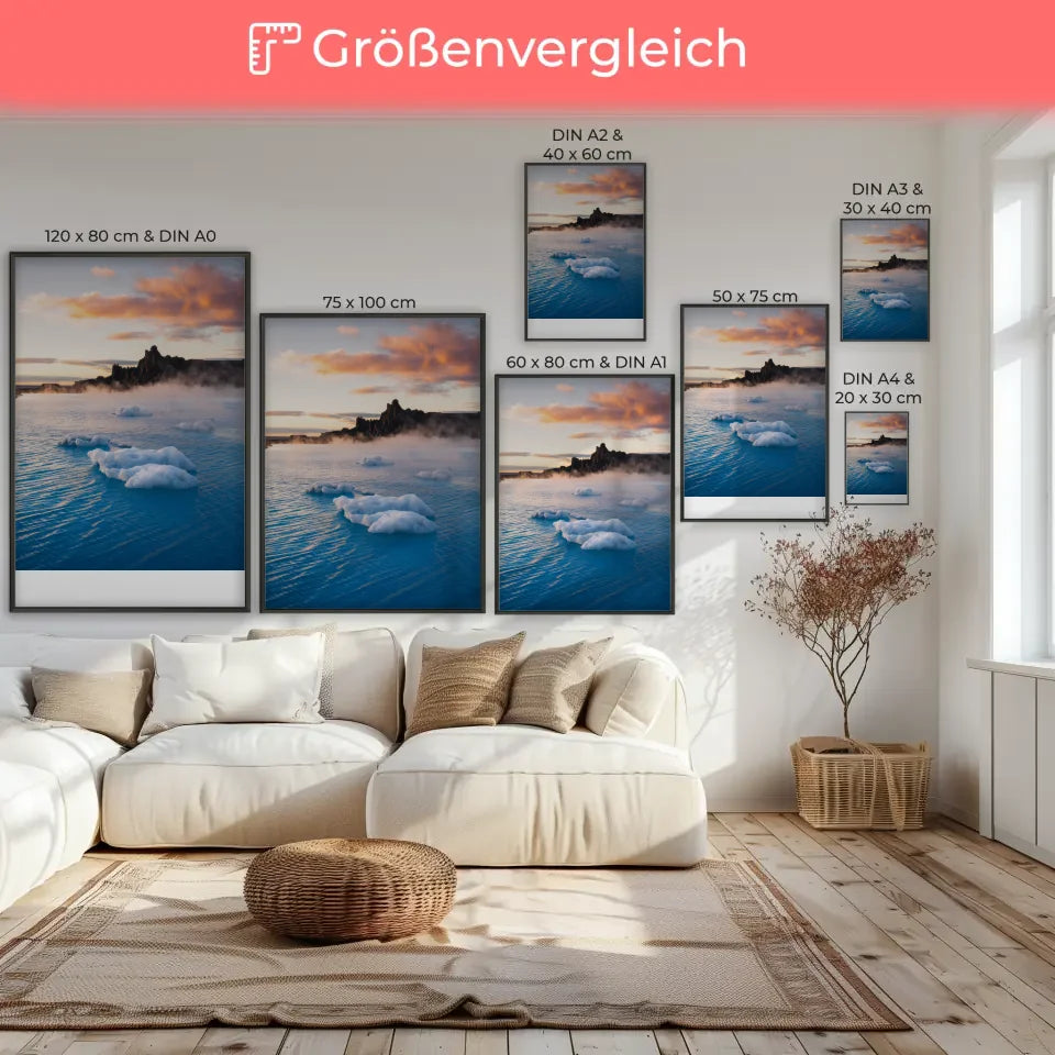 Poster von der Blauen Lagune im Panorama zur Goldenen Stunde 7