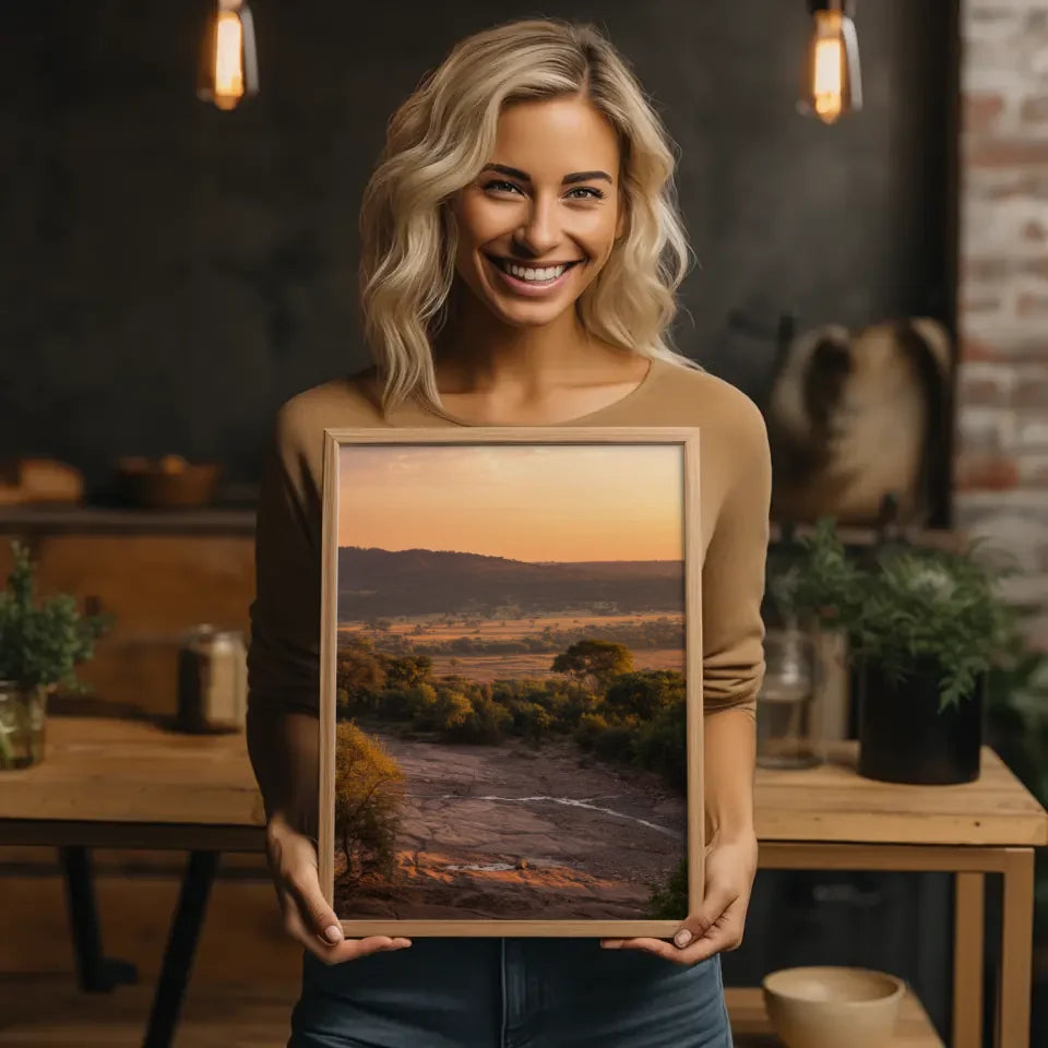 Poster Krüger-Nationalpark Südafrika zur goldenen Stunde 2