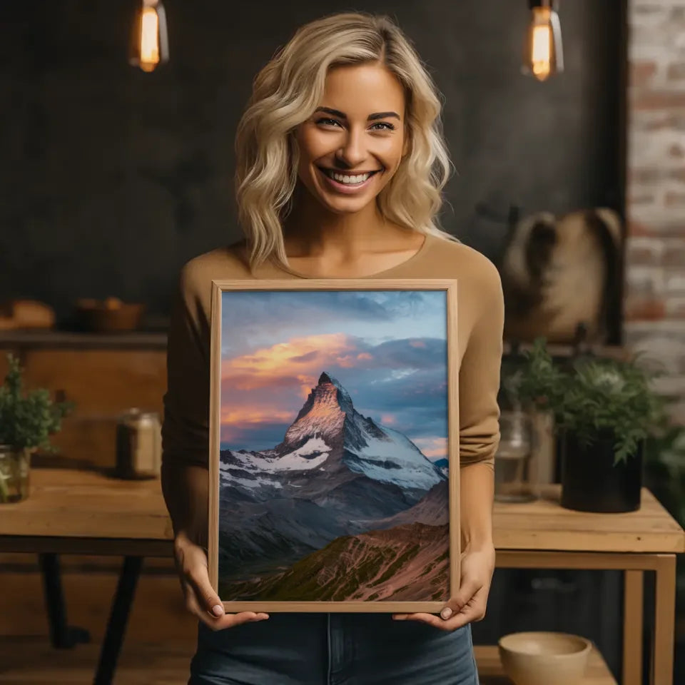 Poster Matterhorn Schweiz in der Goldenen Stunde beeindruckend 2