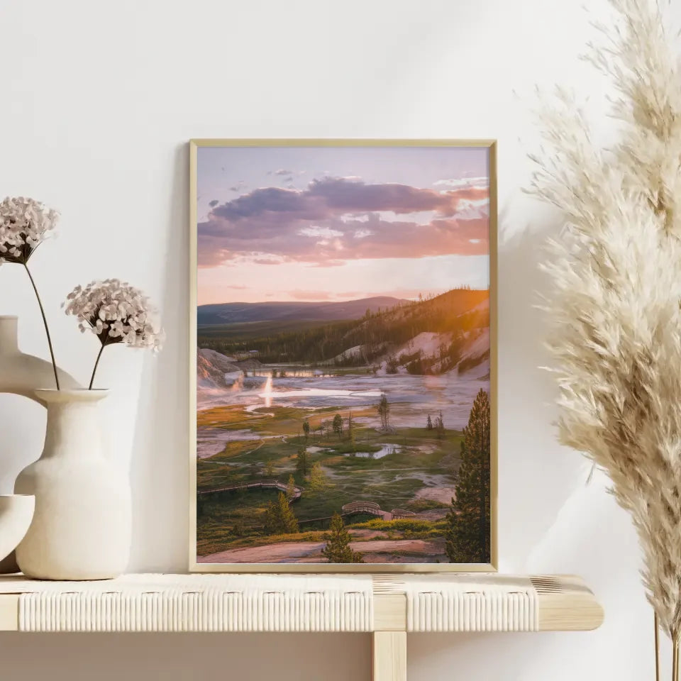 Poster Yellowstone-Nationalpark Panorama zur Golden Hour 4