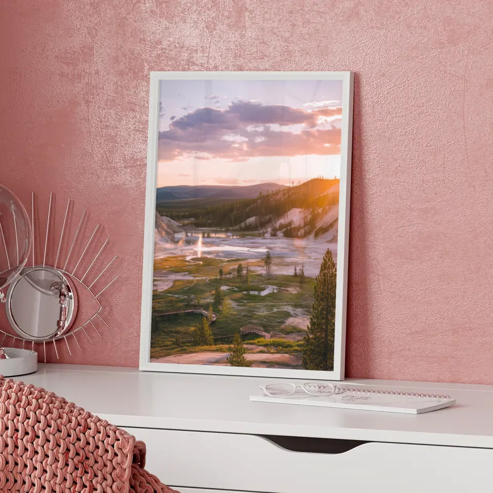 Poster Yellowstone-Nationalpark Panorama zur Golden Hour 5