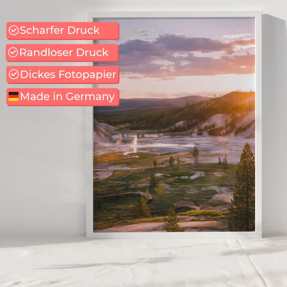 Poster Yellowstone-Nationalpark Panorama zur Golden Hour 6