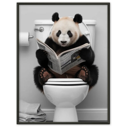 Panda Poster auf Toilette mit Zeitung lesen 1