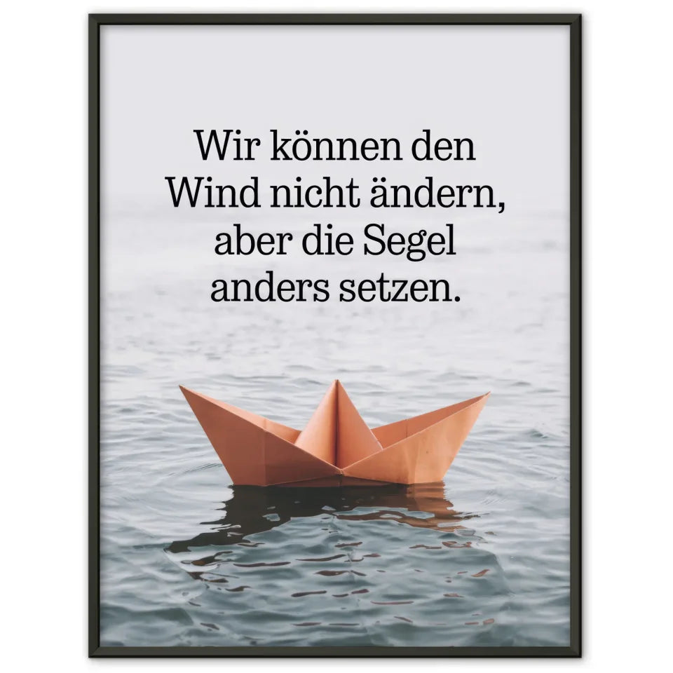 Wunderschönes Poster Origami Boot mit Zitat dekorativ