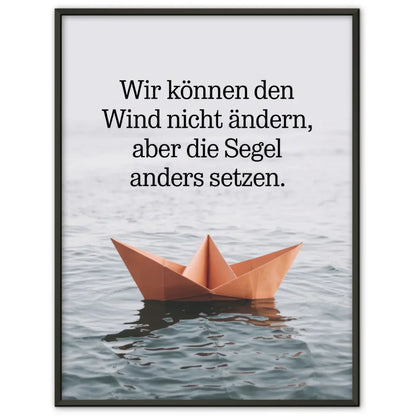 Wunderschönes Poster Origami Boot mit Zitat dekorativ