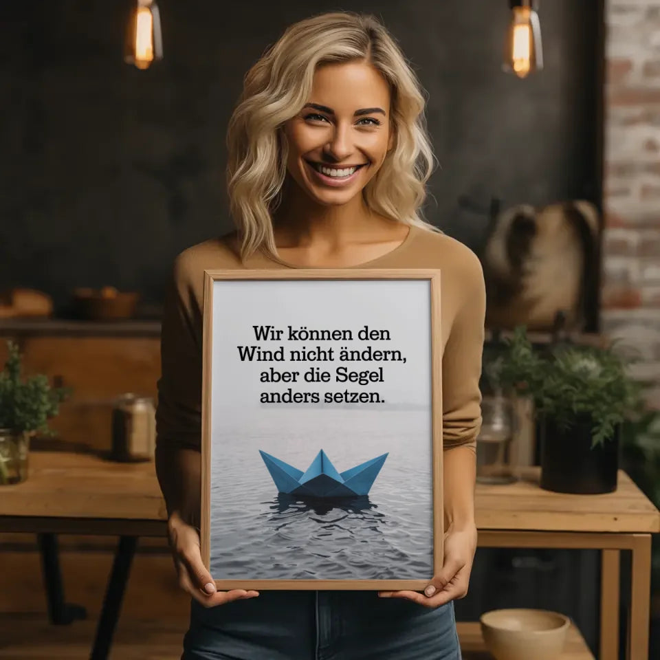 Origami Boot Poster mit inspirierendem Zitat 2