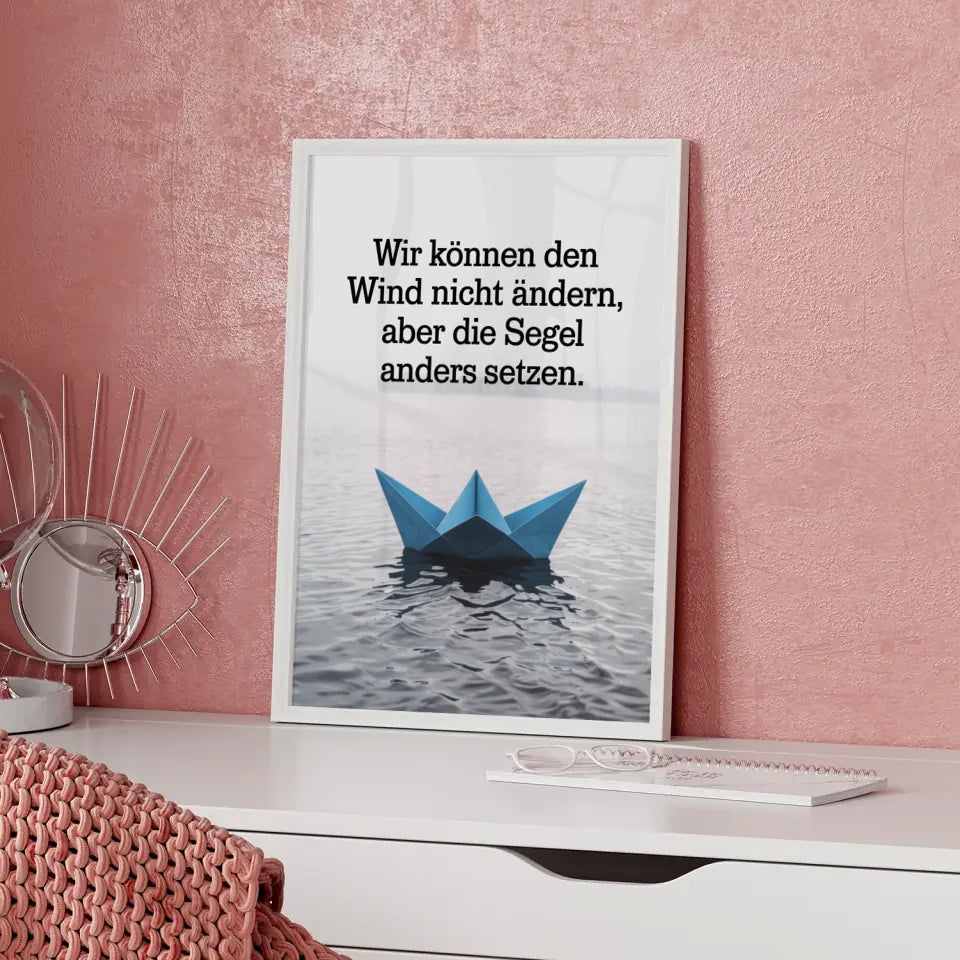 Origami Boot Poster mit inspirierendem Zitat 5