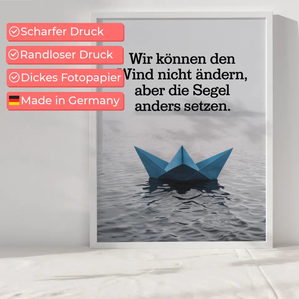 Origami Boot Poster mit inspirierendem Zitat 6