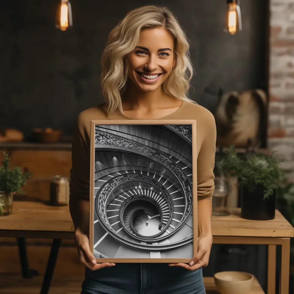 Eleganter Poster mit Wendeltreppe und Blumenmuster 2