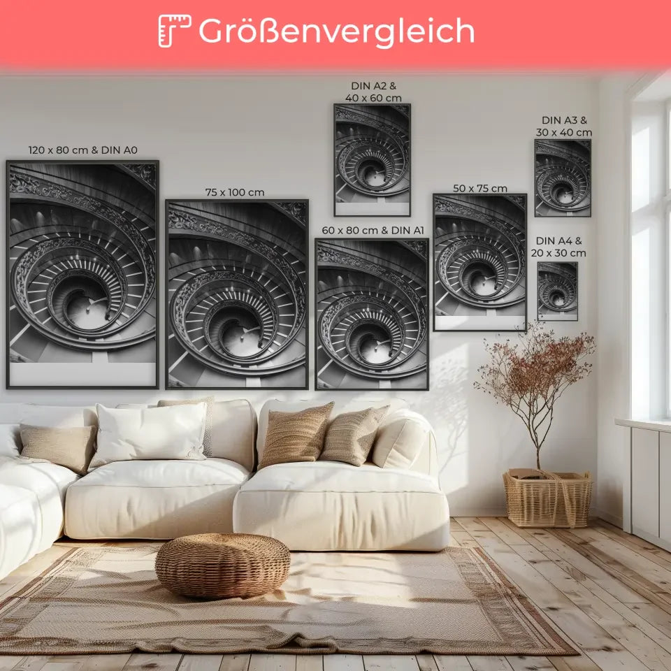 Eleganter Poster mit Wendeltreppe und Blumenmuster 7